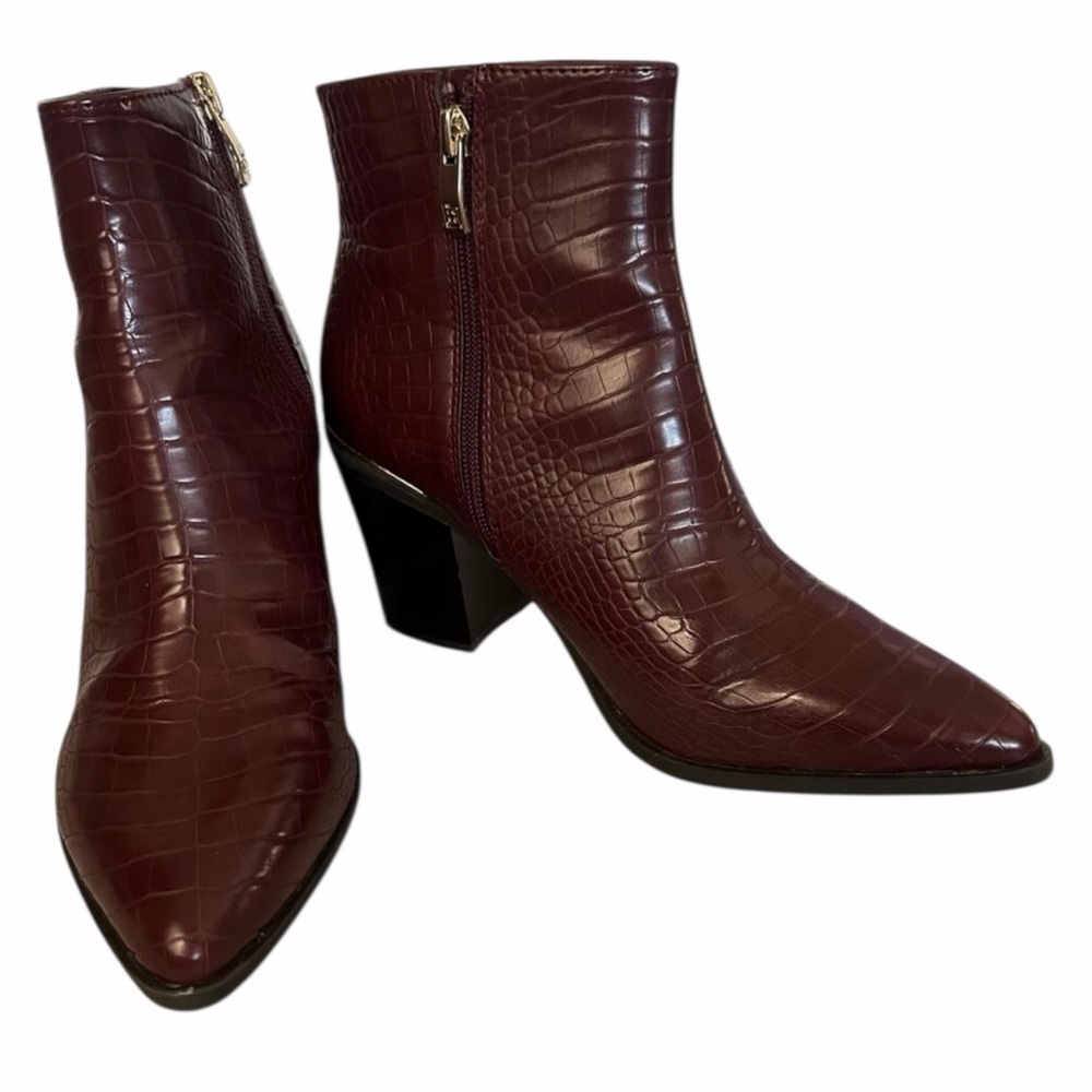Liz Claiborne red brown croc print faux leather pointed toes 3.5” heels size 8.5 - Picture 3 of 13